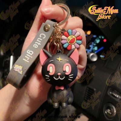 Cute Sailor Moon Luna Kitty Keychain Black