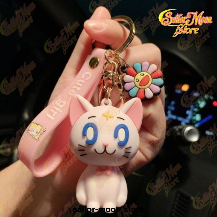Cute Sailor Moon Luna Kitty Keychain White