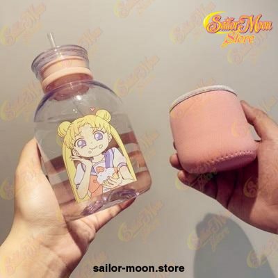 Cute Sailor Moon Transparent Plastic Water Bottle 500Ml / Clear With Cover 1