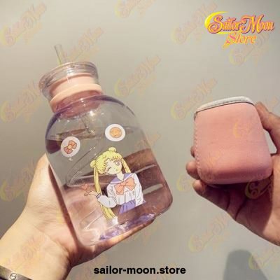 Cute Sailor Moon Transparent Plastic Water Bottle 500Ml / Clear With Cover 2