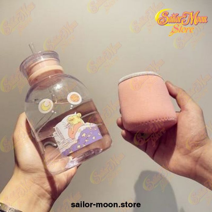 Cute Sailor Moon Transparent Plastic Water Bottle 500Ml / Clear With Cover 4