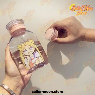 Cute Sailor Moon Transparent Plastic Water Bottle 500Ml / Clear With Lid 1