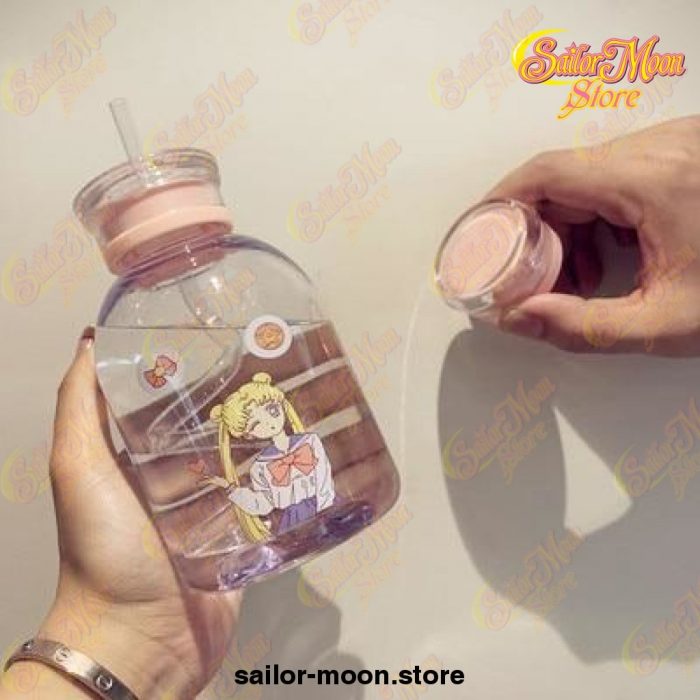 Cute Sailor Moon Transparent Plastic Water Bottle 500Ml / Clear With Lid 2