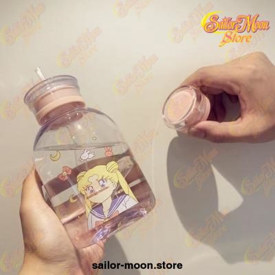 Cute Sailor Moon Transparent Plastic Water Bottle 500Ml / Clear With Lid 3
