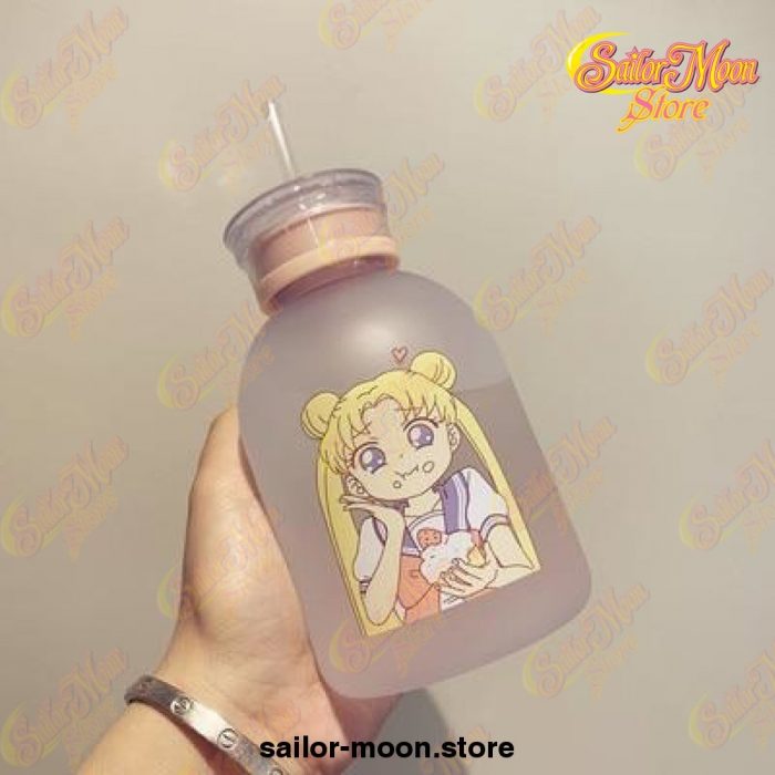 Cute Sailor Moon Transparent Plastic Water Bottle 500Ml / Frosted Style 1