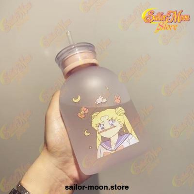 Cute Sailor Moon Transparent Plastic Water Bottle 500Ml / Frosted Style 3