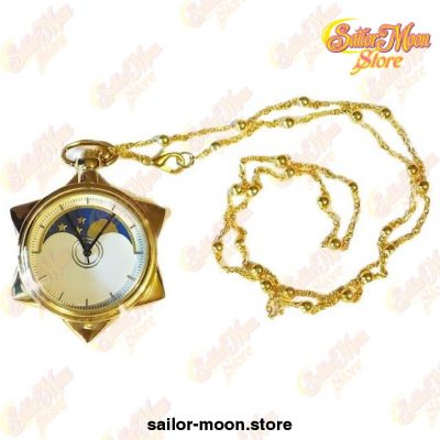 Sailor Moon 20Th Anniversary Crystal Star Pocket Gold Watch Necklace