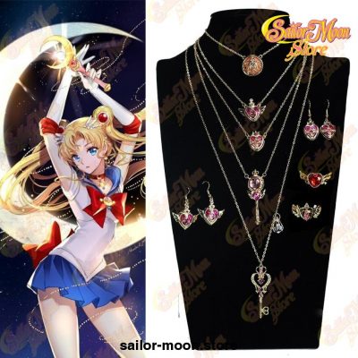 Sailor Moon Crystal Pendant Necklace & Rings Girl
