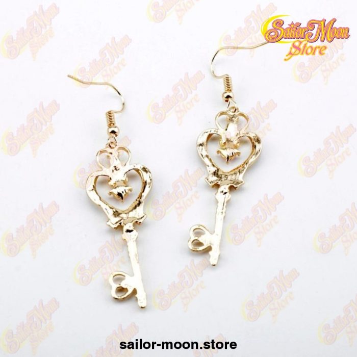 Sailor Moon Earrings Heart Key Crystal Pendant Jewelry