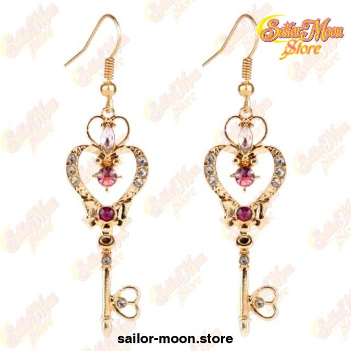 Sailor Moon Earrings Heart Key Crystal Pendant Jewelry Style 1