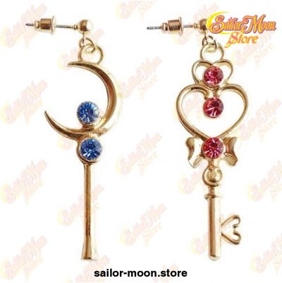 Sailor Moon Earrings Heart Key Crystal Pendant Jewelry Style 2