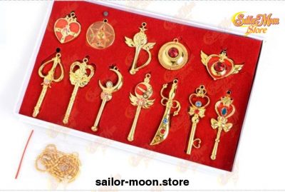 Sailor Moon Tsukino Usagi Necklace Figure Model Toys Doll 12Pcs/set Gold