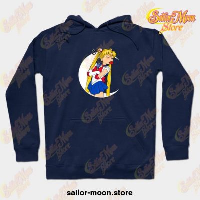 Usagi Tongue Out - White Moon Hoodie Navy Blue / S