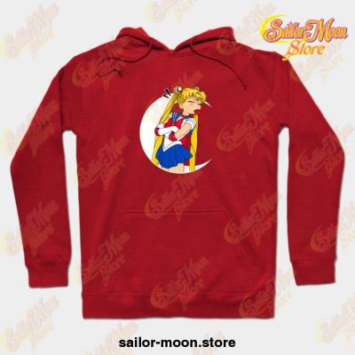 Usagi Tongue Out - White Moon Hoodie Red / S
