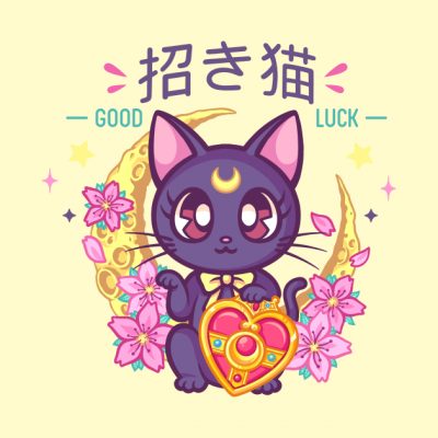 Lucky Cat Luna Tapestry Official Cow Anime Merch