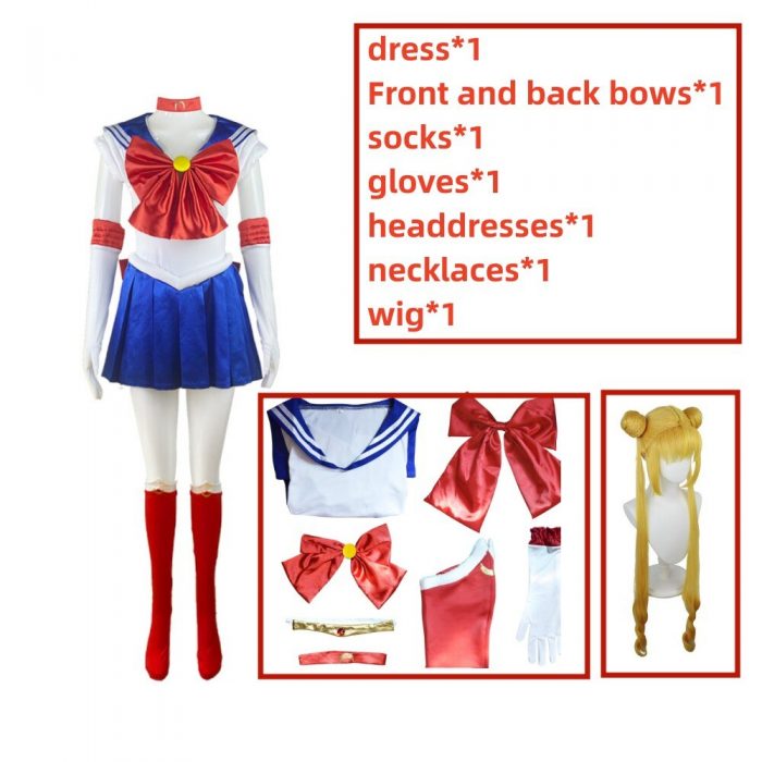 Anime Sailor Moon Cosplay Costume Tsukino Usagi Uniform Dress Outfits Cosplay Yellow Wig Halloween Carnivl Party 2 - Sailor Moon Store