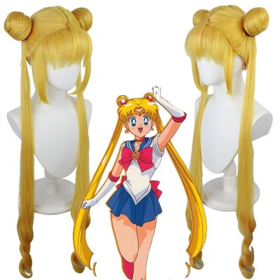 Anime Sailor Moon Cosplay Costume Wig Tsukino Usagi Uniform Dress Yellow Wig Halloween Carnivl Party Outfits 5 - Sailor Moon Store