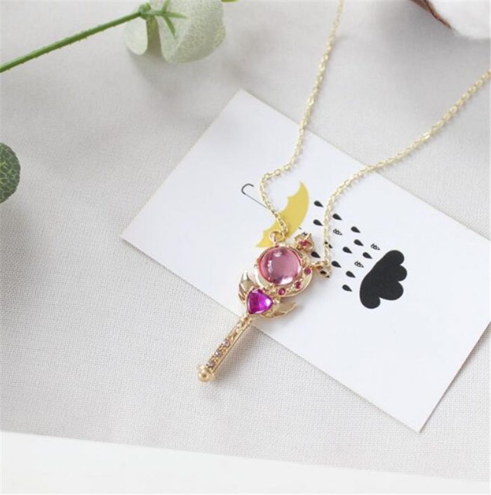 Anime Sailor Moon Loving Wand Crystal cosplay Pendant Necklace Girl accessories Cute props A658 3 - Sailor Moon Store