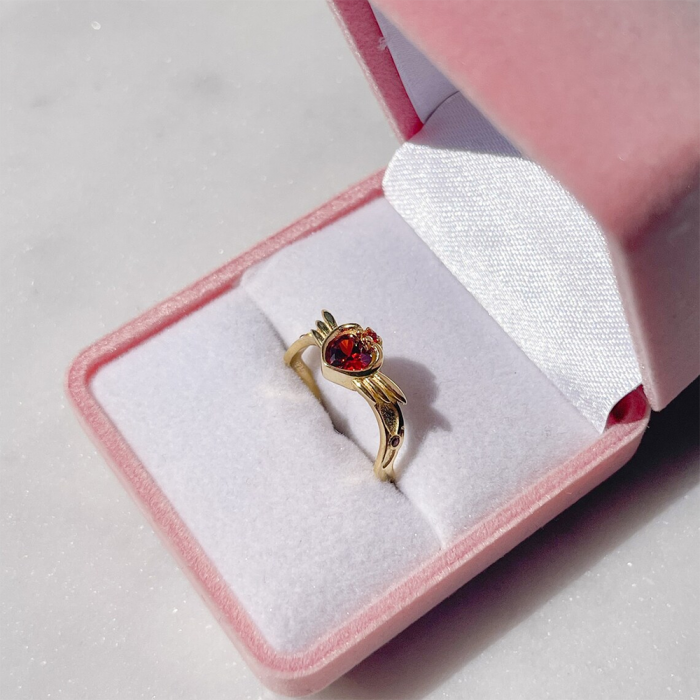 Anime Sailor Moon Neo Queen Tiara Ring Zircon Crystal Exquisite Heart Wings Crown Love Ring Jewelry 3 - Sailor Moon Store