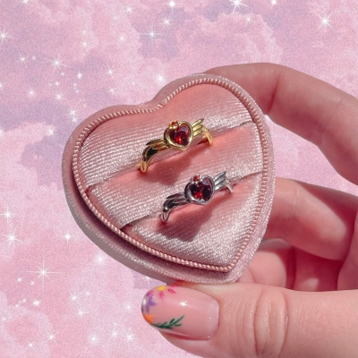 Anime Sailor Moon Neo Queen Tiara Ring Zircon Crystal Exquisite Heart Wings Crown Love Ring Jewelry 4 - Sailor Moon Store