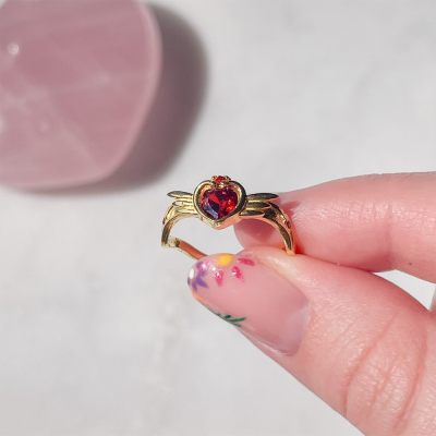 Anime Sailor Moon Neo Queen Tiara Ring Zircon Crystal Exquisite Heart Wings Crown Love Ring Jewelry - Sailor Moon Store