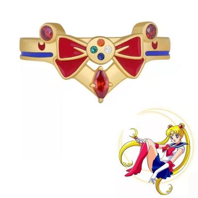 Anime Sailor Tsukino Usagi Moon Red Bow Transformer Ring Women Girls Ring Costume Cosplay Accessories Metal 1 - Sailor Moon Store