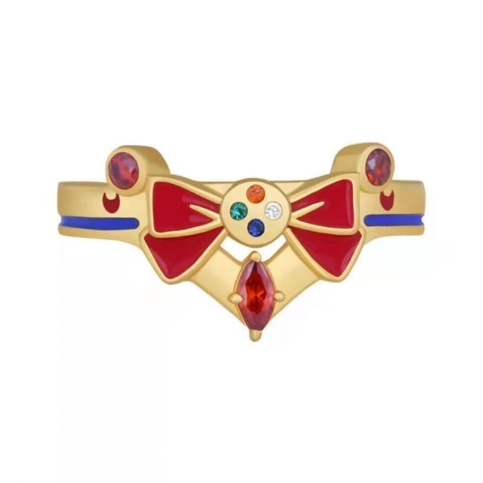 Anime Sailor Tsukino Usagi Moon Red Bow Transformer Ring Women Girls Ring Costume Cosplay Accessories Metal 2 - Sailor Moon Store