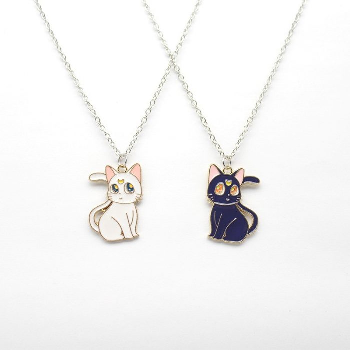 Fashion Sailor Moon Cat Pendant Necklace for Women Cute Anime Geometry Titanium Steel Couple Sweater Chain 1 - Sailor Moon Store