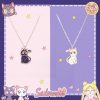 Fashion Sailor Moon Cat Pendant Necklace for Women Cute Anime Geometry Titanium Steel Couple Sweater Chain - Sailor Moon Store
