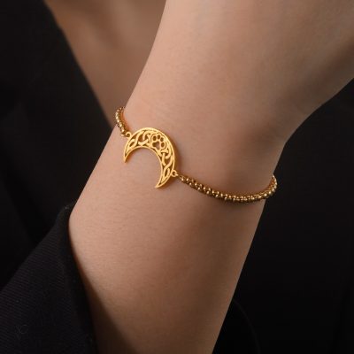 Romantic Cute Cat Claw Moon Pendant Bracelet for Women Gold Color Stainless Steel Jewelry Gifts 2023 2 - Sailor Moon Store
