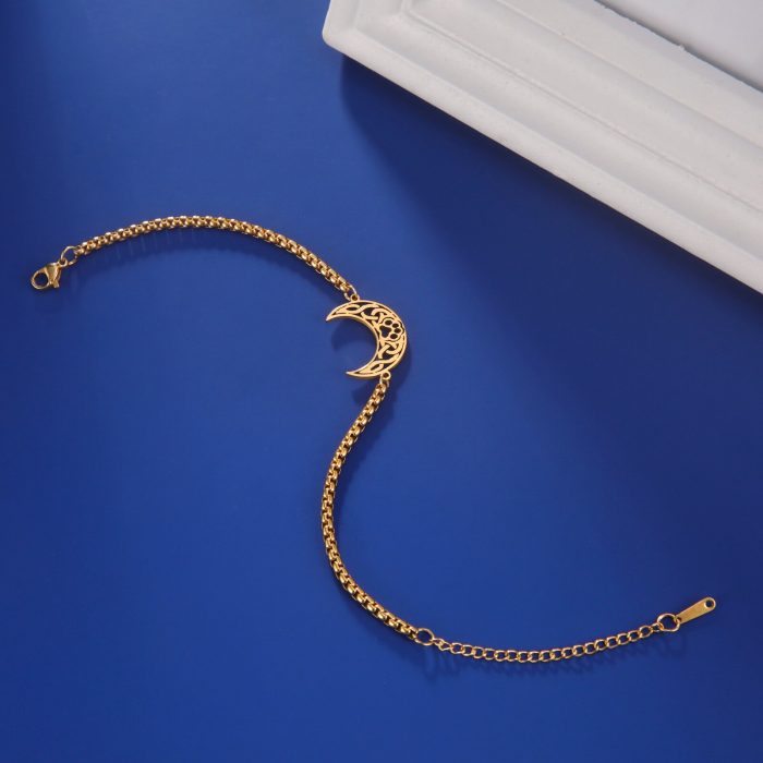 Romantic Cute Cat Claw Moon Pendant Bracelet for Women Gold Color Stainless Steel Jewelry Gifts 2023 4 - Sailor Moon Store