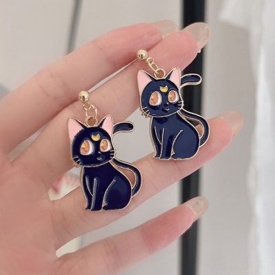 Sailor Moon Cat Earrings Luna and Artemis Anime Inspired Enamel Drop Earrings Kawaii Animal Jewelry for 1 - Sailor Moon Store