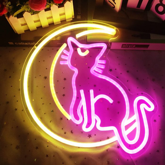 Sailor Moon Cat Neon Sign Anime Neon Sign Custom Neon Light Sign Anime Sign Room Wall 1 - Sailor Moon Store