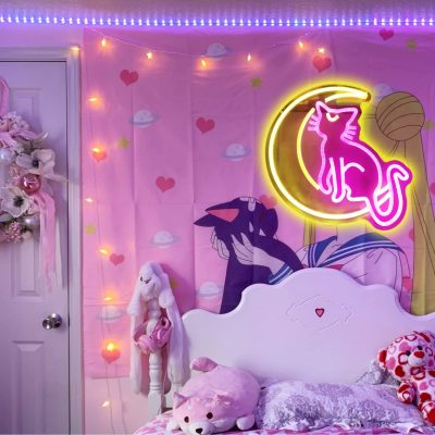 Sailor Moon Cat Neon Sign Anime Neon Sign Custom Neon Light Sign Anime Sign Room Wall 4 - Sailor Moon Store