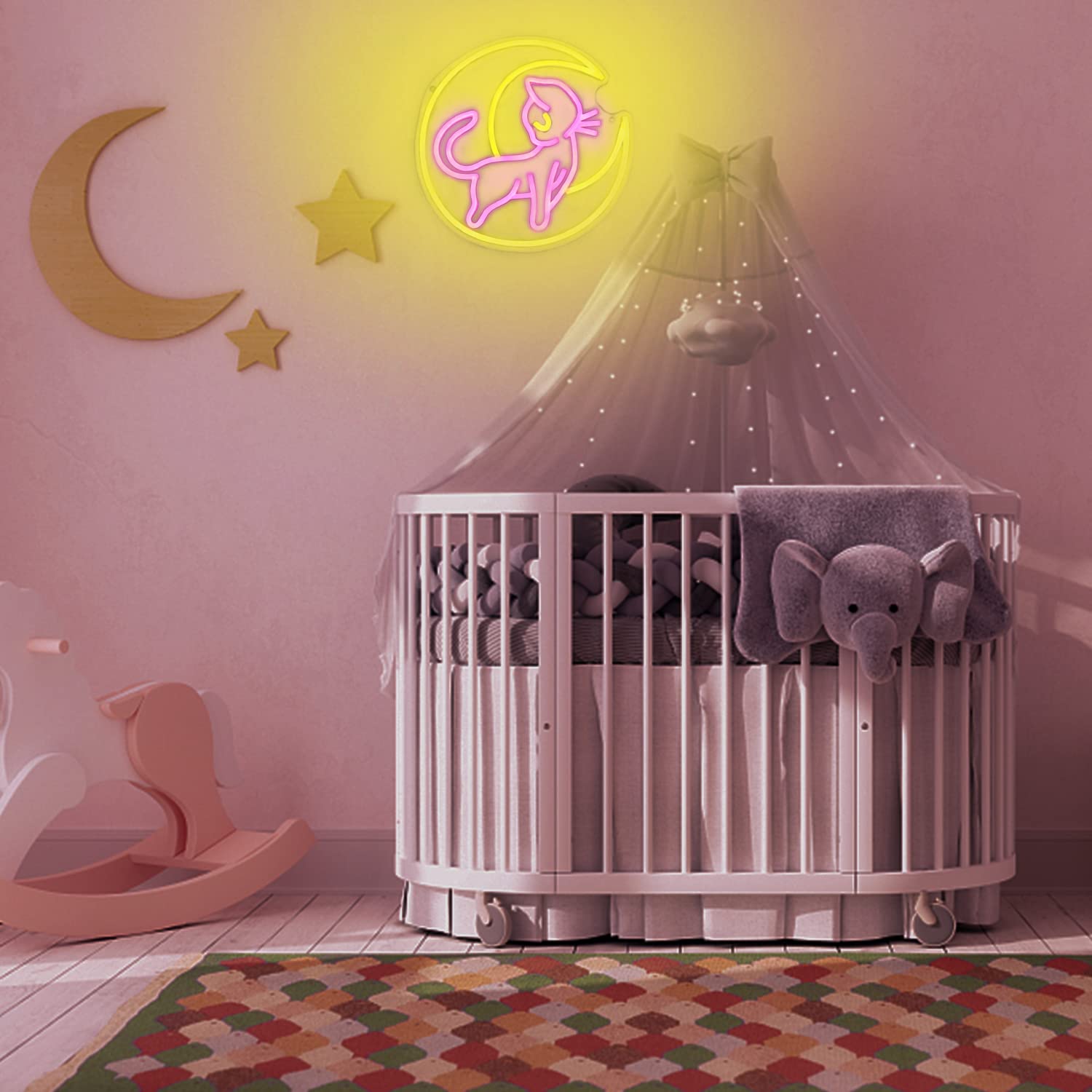 Personalized Moon and Stars Night Light Baby Acrylic Led 