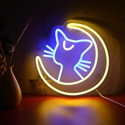 Sailor Moon Luna Neon Sign Anime Magic Cat LED Neon Lights for Wall Decor Game Room - Sailor Moon Store