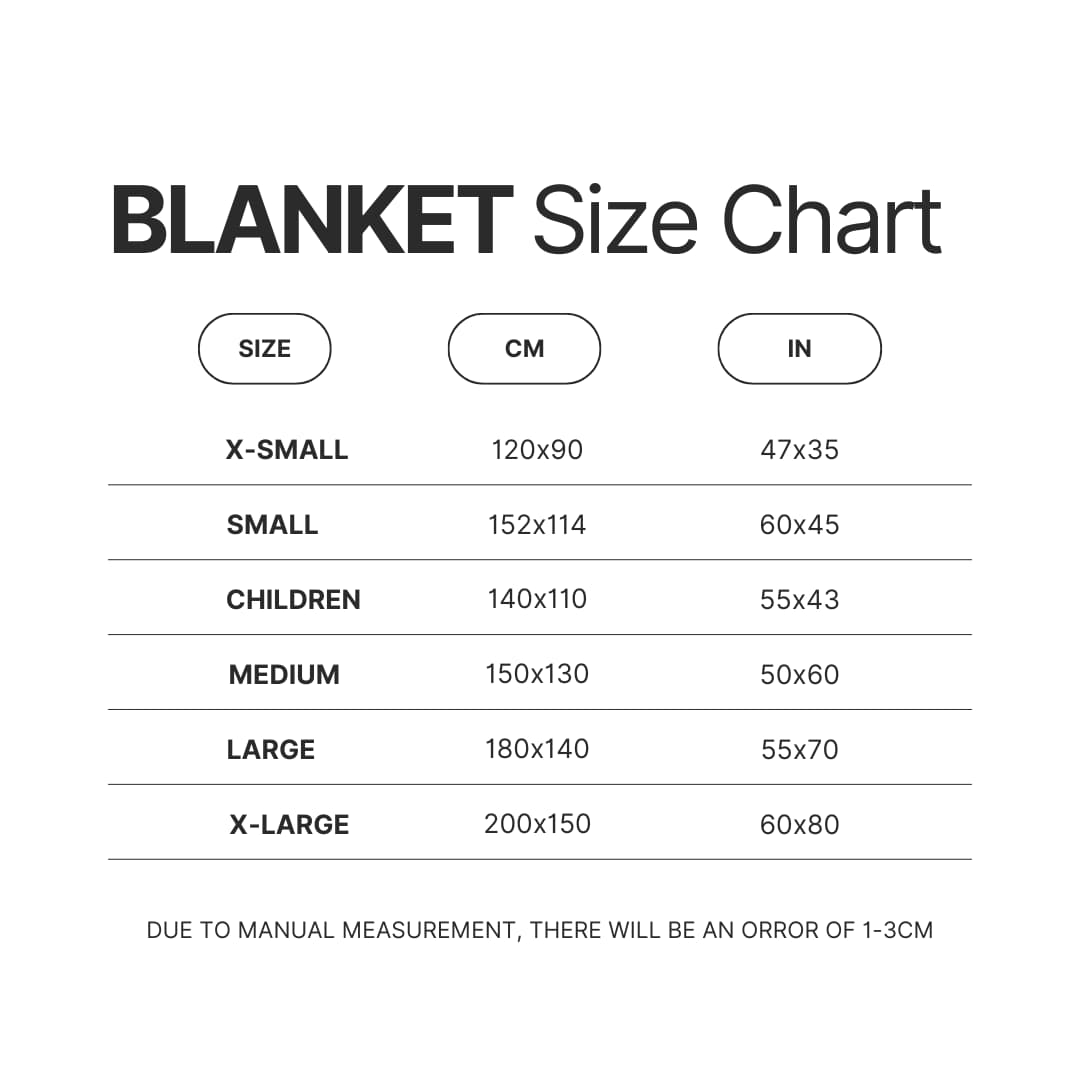 Blanket Size Chart - Sailor Moon Store