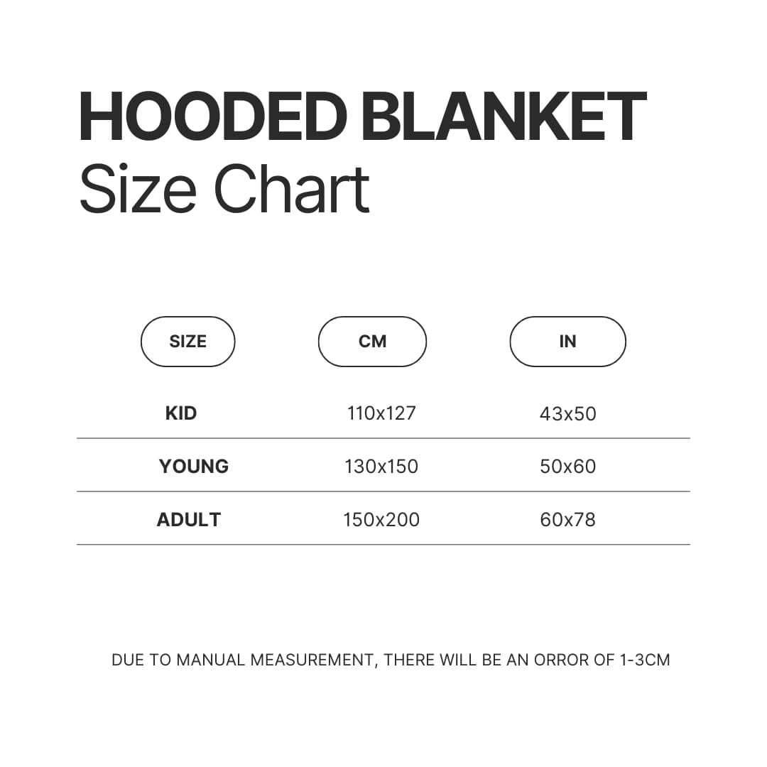 Hooded Blanket Size Chart - Sailor Moon Store