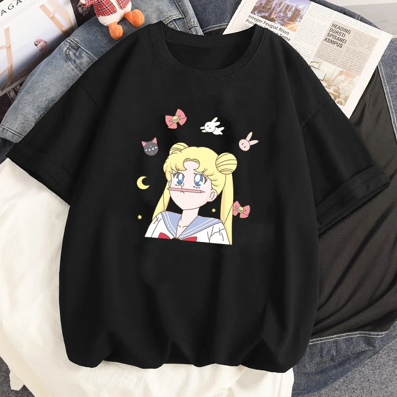 Harajuku Clothing Sailor Moon Kawaii Cartoon Clothes Y2k Streetwear Japanese Anime Women s T shirt Cute 11 - Sailor Moon Store