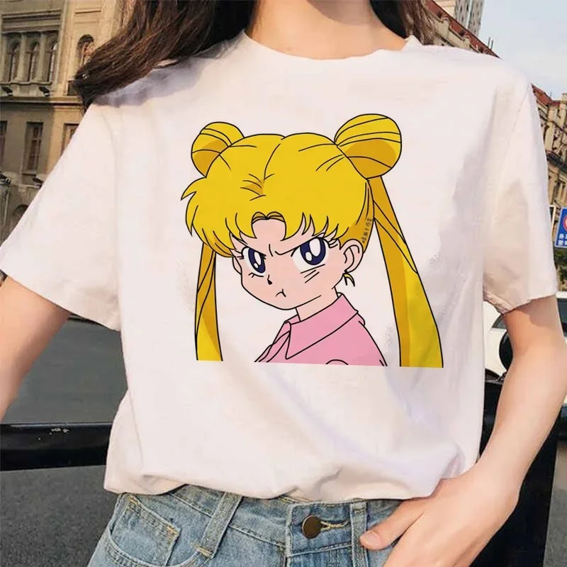 Harajuku Summer Tops Kawaii T shirt Sailor Moon Funny Cartoon Graphic Printing Women T Shirts Fashion 10 - Sailor Moon Store
