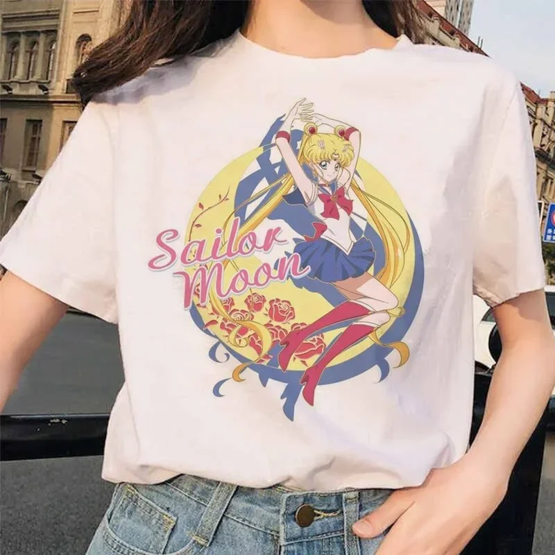 Harajuku Summer Tops Kawaii T shirt Sailor Moon Funny Cartoon Graphic Printing Women T Shirts Fashion 5 - Sailor Moon Store
