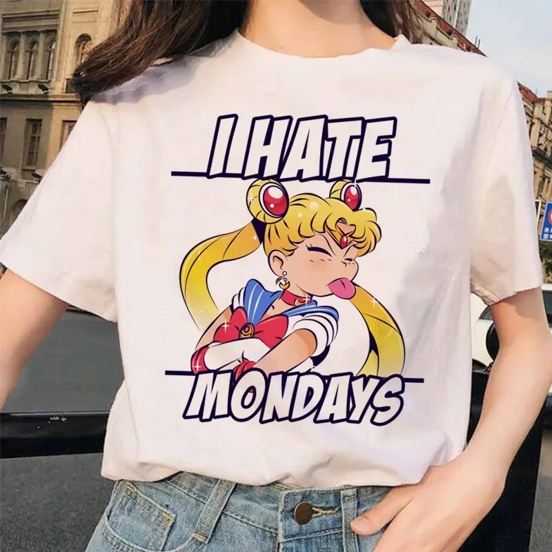 Harajuku Summer Tops Kawaii T shirt Sailor Moon Funny Cartoon Graphic Printing Women T Shirts Fashion 9 - Sailor Moon Store