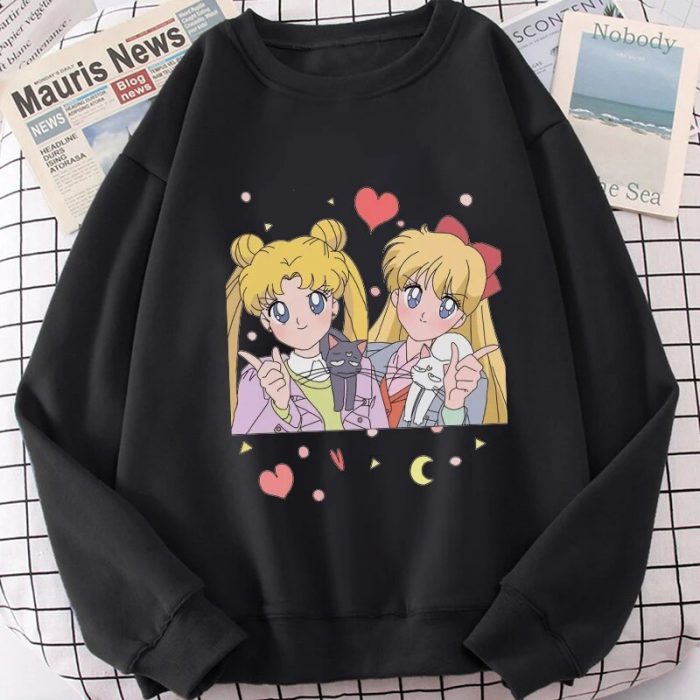 Sailor Moon Anime Print Hoodie Clothes Kpop Brown Tops Hoodies Women Sudaderas 2022 New Autumn - Sailor Moon Store