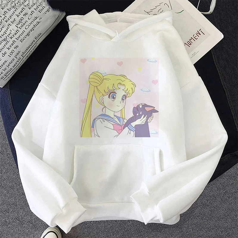 Sailor Moon Kawaii Print T shirt Women Long Sleeve White Top Tshirt Streetwear 2022 New Autumn - Sailor Moon Store